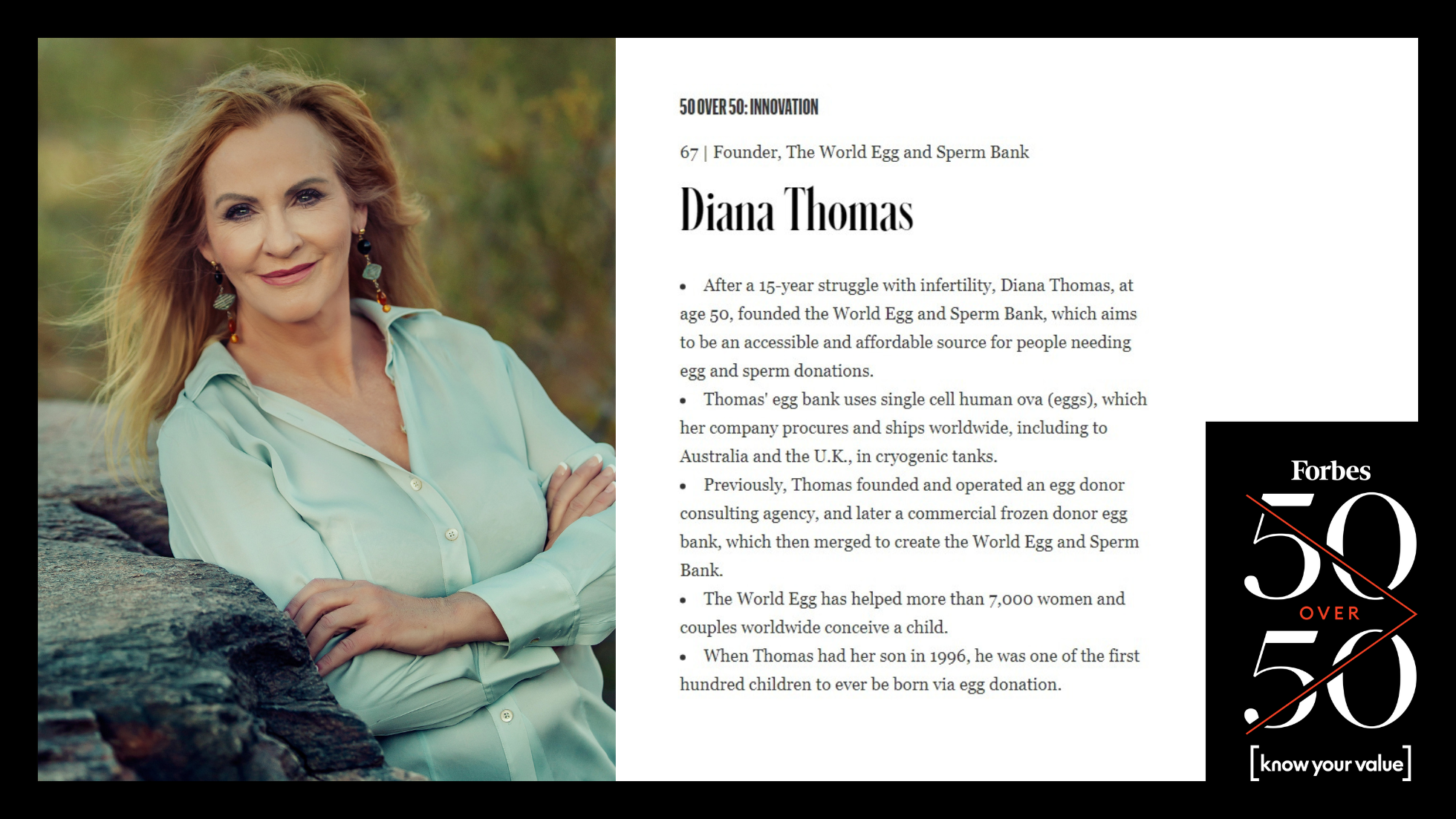 Diana Thomas Pioneering Reproductive Innovation - Forbes 50 Women Over 50